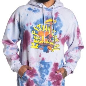 Altru Men's Tie Dye Graphic Novelty Hoodie Sweatshirt Grunge Skater sz M NWT